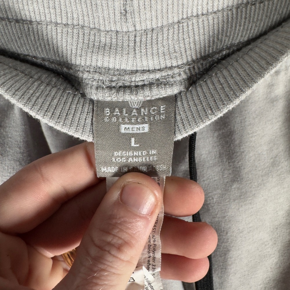 Balance Collection Mens Athleisure Shorts Light Gray Size L Drawstring Pockets - Picture 2 of 6